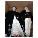 PORCELAIN MARTHA & GEORGE WASHINGTON DOLLS & BEAR