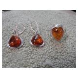 STERLING SILVER RING -- 5 & EARRINGS