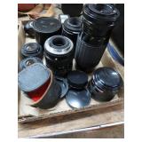 ASSORTED CAMERA LENSES, FLASH & LIGHT METER