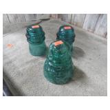 3-- GLASS INSULATORS -- ONE HAS CRACK