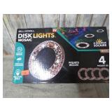 (NIB) 4pk SOLAR YARD DISK LIGHTS