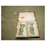 2--JADE CANDLE HOLDERS