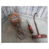 ROPE PULLEY, ICE PICK & HAY HOOK