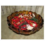 BOWL OF BEADED NECKLACES