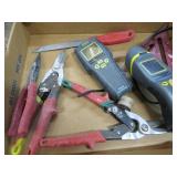TIN SNIPS, STUD FINDER, MOISTURE METER, ETC