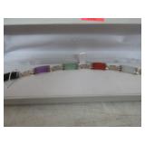 STERLING SILVER BRACELET W/ STONES -- 14gms