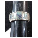 STERLING SILVER RING W/ ABALONE - 4.5gms - SZ 71/4