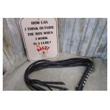 CAT OF 9 TAILS WHIP & THINK OUTSIDE THE BOX SIGN