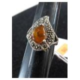 STERLING SILVER RING W/ STONES -- 4.2gms - SZ 7