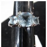 STERLING SILVER RING W/ STONES -- 5.0gms -- SZ 8