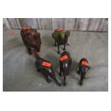 BRASS & WOOD ELEPHANT FIGURINES