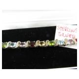 STERLING SILVER BRACELET W/ STONES -- 17gms