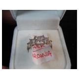 STERLING SILVER RING W/ CZ STONES -- 3gms - 10 1/4