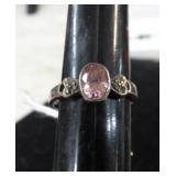 STERLING SILVER RING W/ PINK STONE - 2.3gms -SZ 7