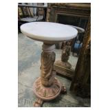 MARBLE TOP LAMP TABLE W/ CHERUB