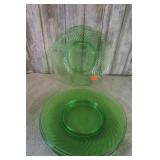 5-- GREEN URANIUM GLASS BREAD PLATES