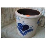 ROWE POTTERY SALT GLAZE & BLUE HEART CROCK