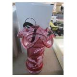 FENTON CRANBERRY MIKE LEMON PAINTED VASE
