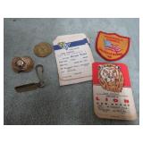 BOY SCOUT MEDALLION, BOLO, PATCH & CARDS
