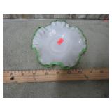 FENTON EMERALD CREST RUFFLED DISH