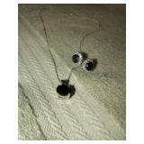 STERLING SILVER NECKLACE & EARRINGS W/ STONES