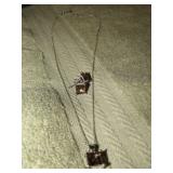 STERLING SILVER EARRINGS & NECKLACE W/ STONES