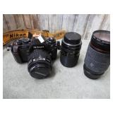NIKON N2020 35MM FILM CAMERA W./ 3 LENSES & BAG
