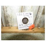 1857 SEATED LIBERTY HALF DIME 90% SILVER