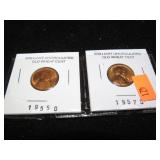 1955-D & 1957-D UNCIRCULATED WHEAT PENNY COINS