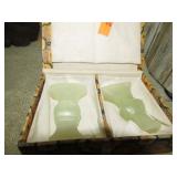 PAIR-- JADE CANDLE HOLDERS