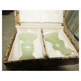 PAIR-- JADE CANDLE HOLDERS