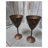 PAIR-- BRASS GOBLETS