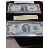 $1 SILVER CERTIFICATE & $2 BICENTENNIAL NOTES