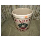 HAPPY HOLIDAYS STONEWARE CROCK