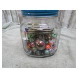 JAR-- MARBLES & MISC COINS