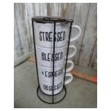 SET OF 4 STACKING COFFEE MUGS