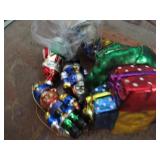 GLASS CHRISTMAS ORNAMENTS & PYREX BOWL