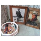 JOHN WAYNE CLOCK, PICTURE & PLATE