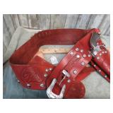 TOOLED LEATHER DBL HOLSTER & ROY ROGERS CAP GUNS