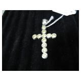 STERLING SILVER CROSS W/ STONES -- 10.75g