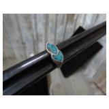 STERLING SILVER RING & TURQUOIS -- SZ 5 - 2.63g