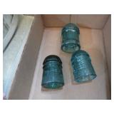 3-- BLUE / GREEN ELECTRIC INSULATORS