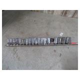1/4" DRIVE SOCKETS ON RAIL & RATCHET