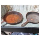 2-- CAST IRON SKILLETS -- 10 1/2" & 9"