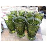 GREEN FOSTORIA GLASSES