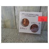 2-- UNCIRCULATED WHEAT PENNIES
