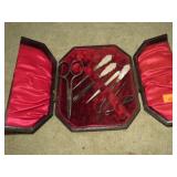 ANTIQUE SEWING SET WITH BUTTON HOOKS