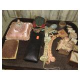 VINTAGE SEWING KIT, PINS & PIN CUSHIONS