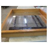 OAK FRAMED IN WALL FLUSH MOUNT MIRROR