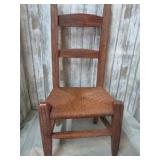 ANTIQUE OAK RUSH BOTTOM CHILD
